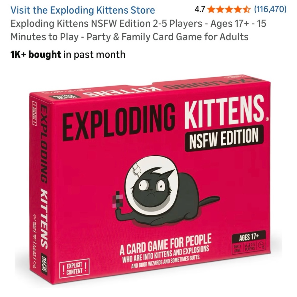 Exploding Kittens NSFW Edition Card Game - Picture 9 of 9